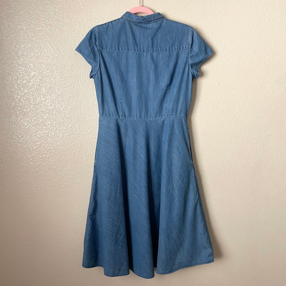 Boden Dress Womens 8 Long Blue Sophia Denim Button Front Pockets Mini Cotton - Picture 7 of 11